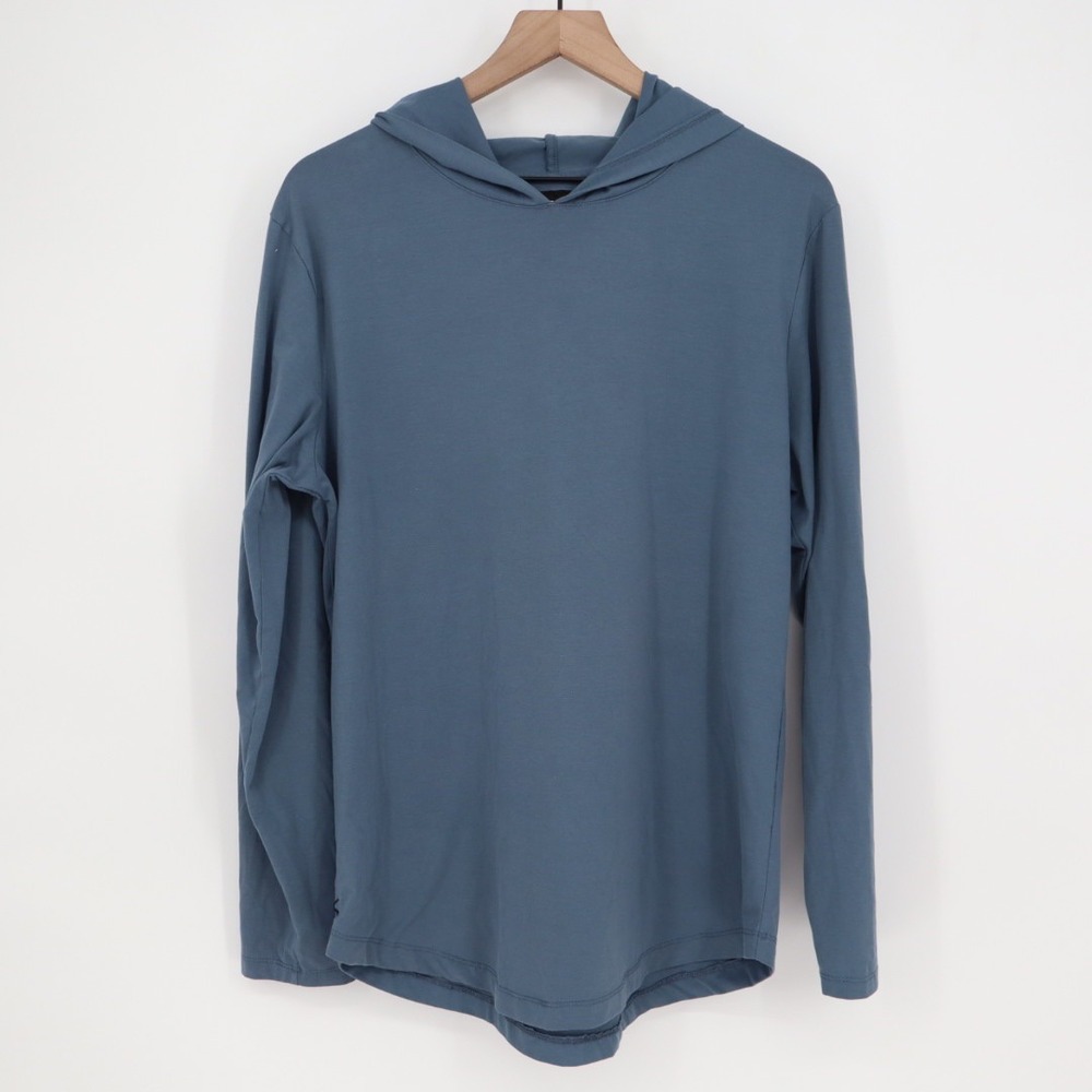 Cuts Curve Hem Hoodie Long Sleeve Blue Casual Athleisure Top Mens Size Unknown - Picture 2 of 5